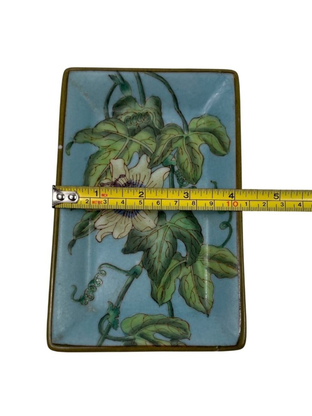 Hand-Painted HomArt Rectangular Ceramic Tray Passionflower Design Decorative - Picture 9 of 10